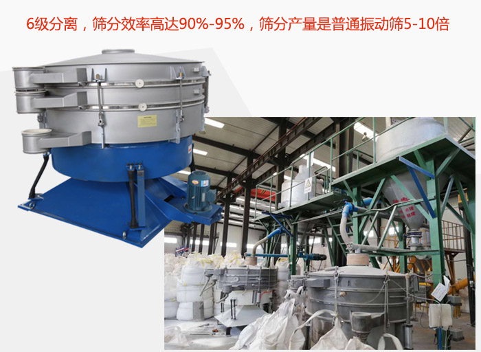 搖擺篩采用6級(jí)分離，篩分效率高達(dá)90%-95%，篩分產(chǎn)量是普通振動(dòng)篩5-10倍