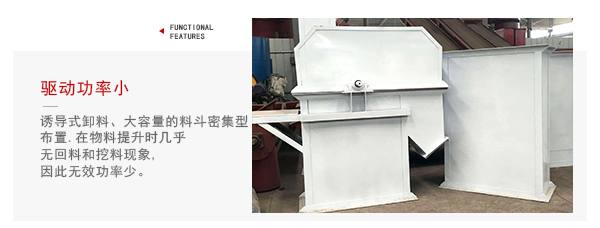 TD型斗式提升機驅(qū)動力小，無回料等特點展示圖。